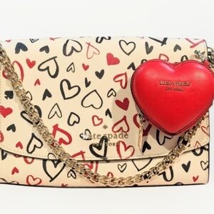 Kate Spade ♠️ Carson Scribble Heart Convertible Crossbody & heart 3d coin purse